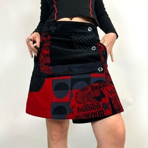 Desigual red and black skirt S